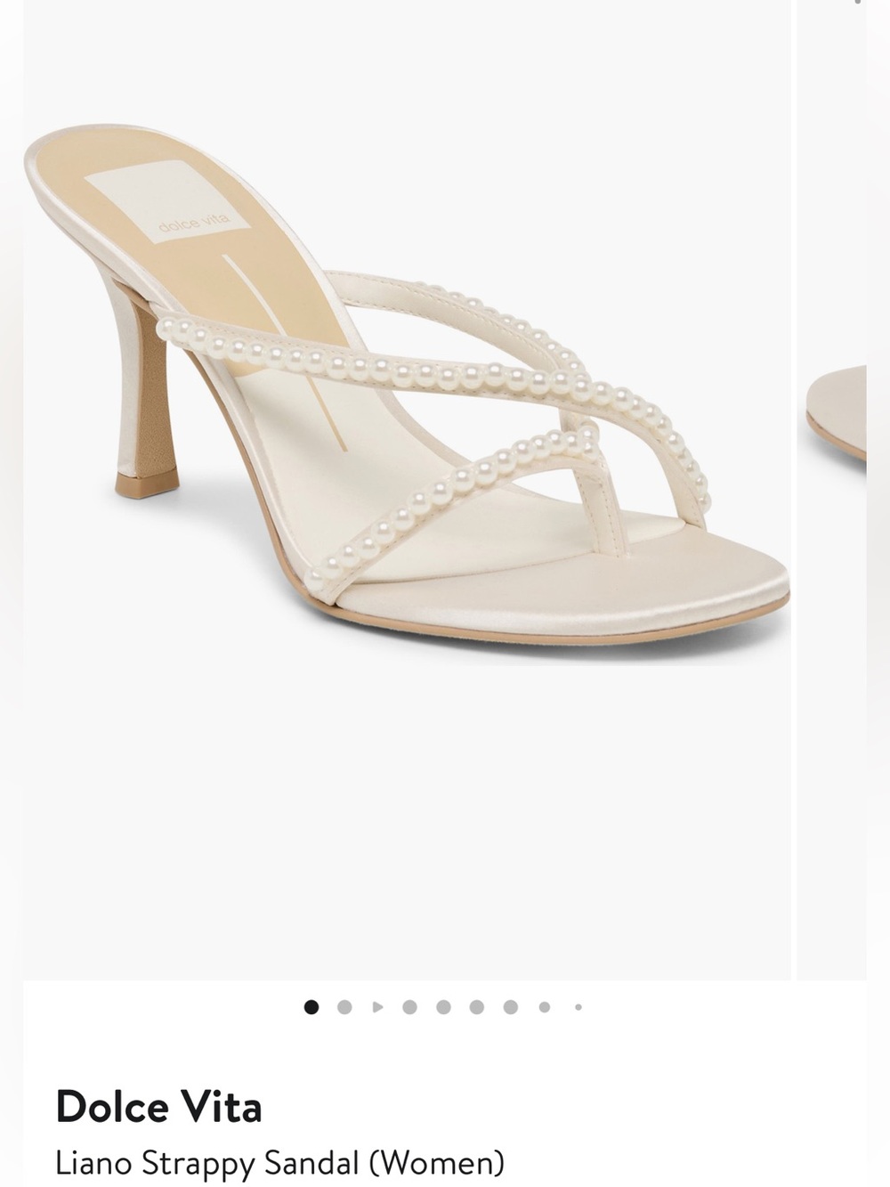 Dolce Vita Pearl-Strap Cream Heeled Sandals